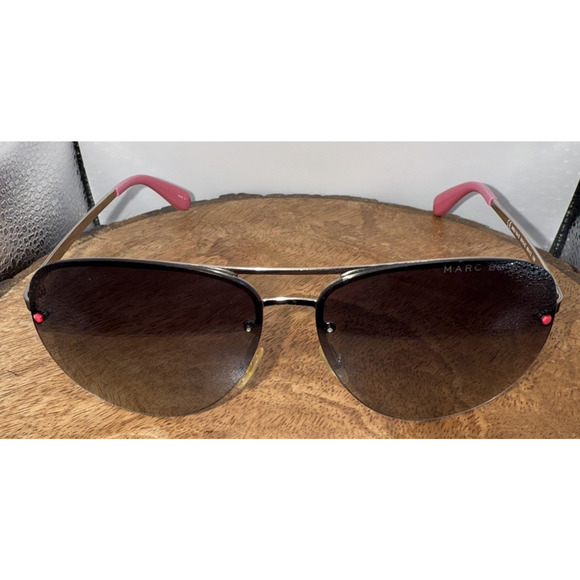 Marc by Marc Jacobs Pink Gold Aviator Sunglasses Fashion‎ Beach Pool 60-12-130 - Picture 1 of 10